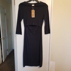 Boob Designs Midnight Blue Long Sleeve Cut-out Maternity Dress NWT  sz M